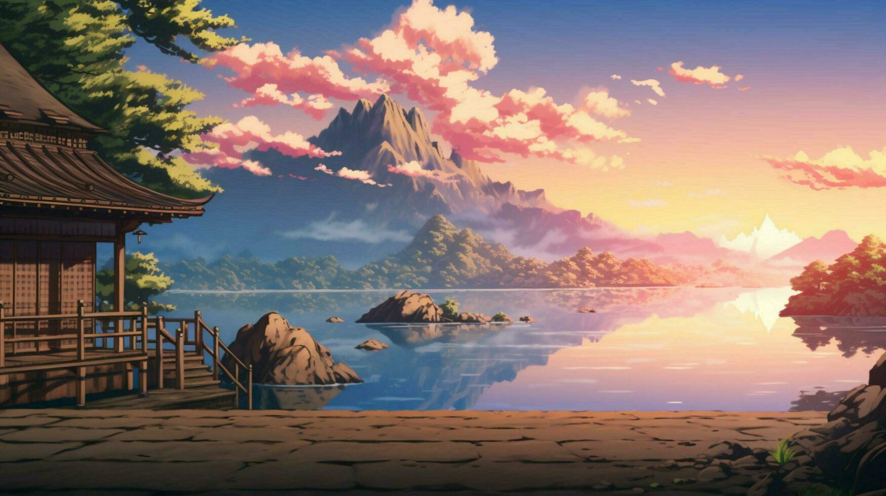 calming anime background high quality photo