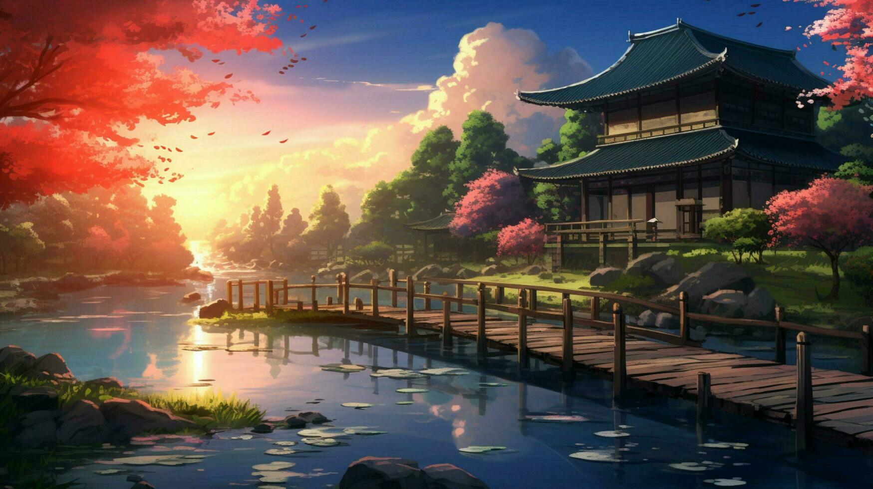 calming anime background high quality photo