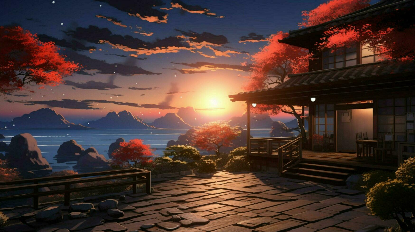 calming anime background high quality photo