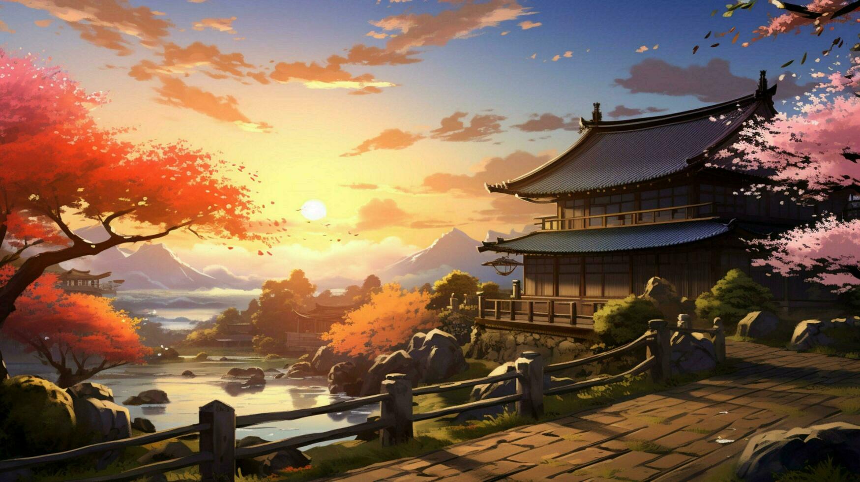 calming anime background high quality photo