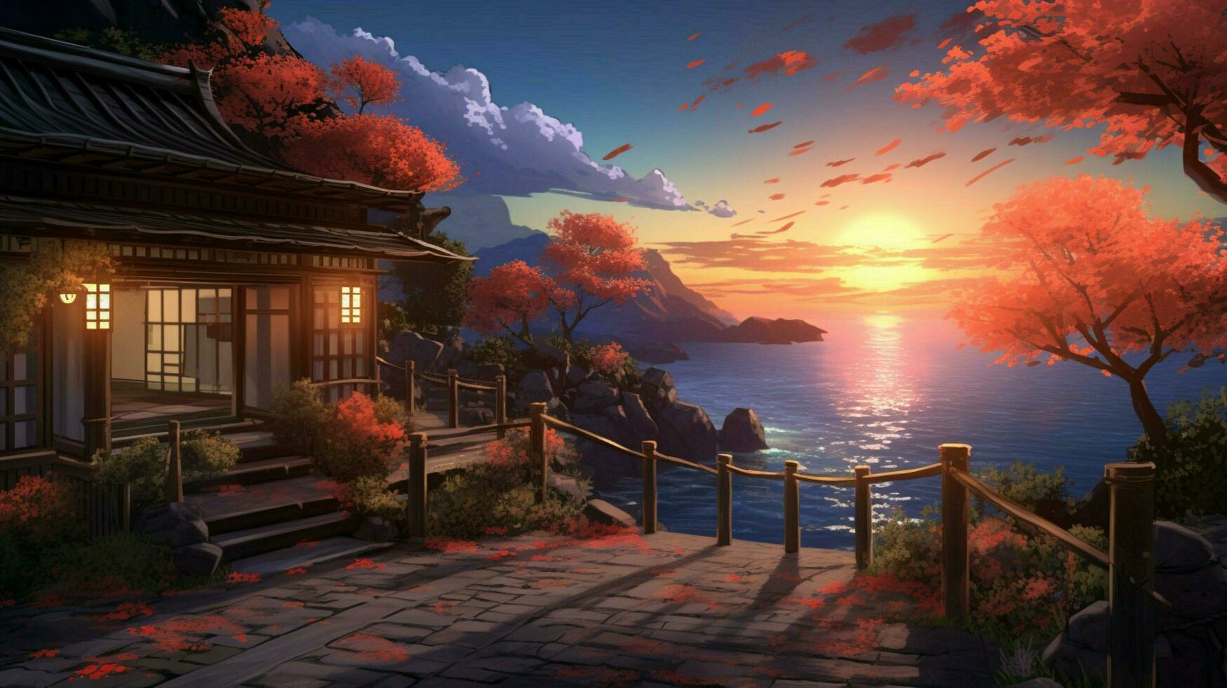 calming anime background high quality photo