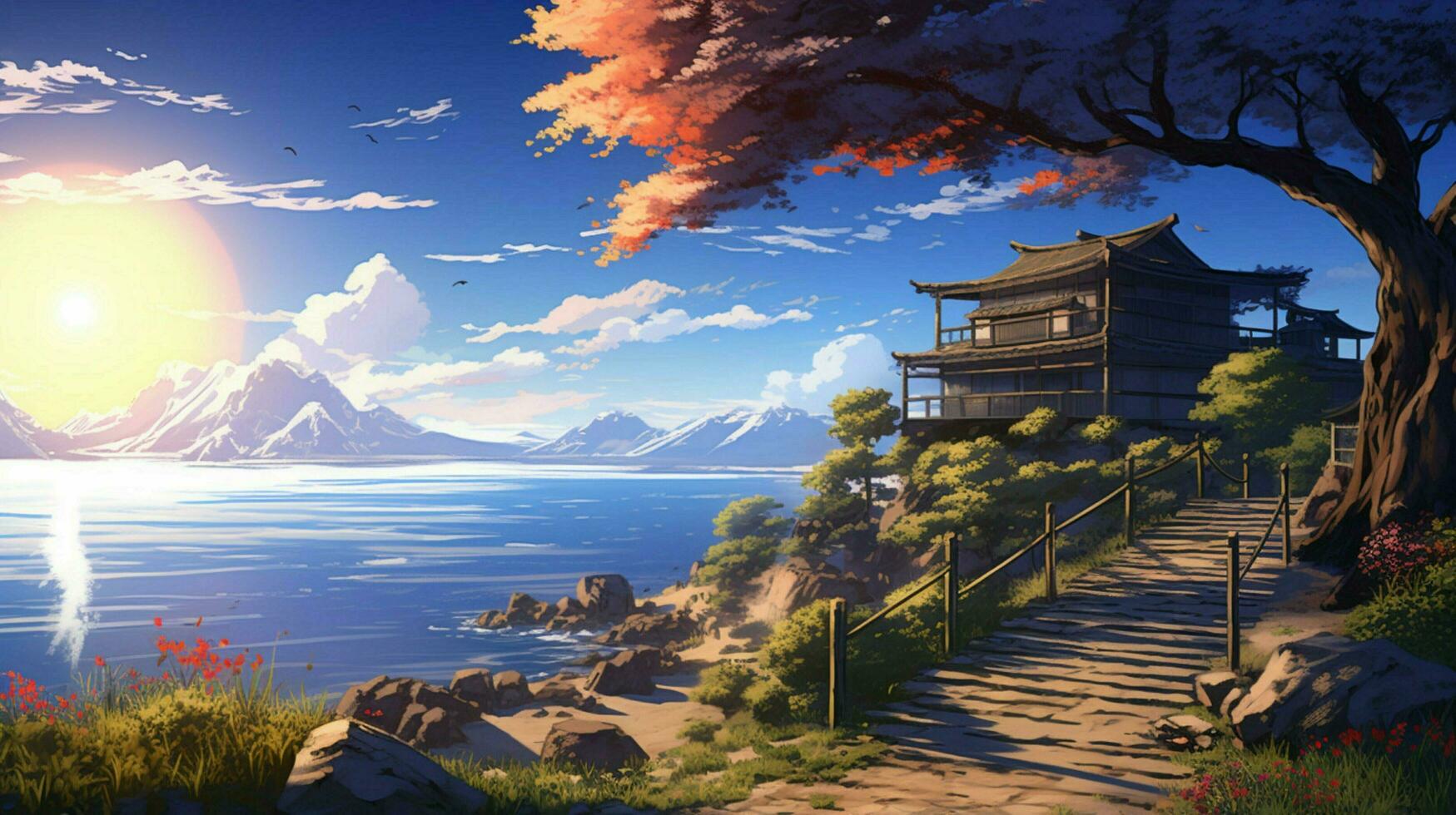calming anime background high quality 30663694 Stock Photo at Vecteezy