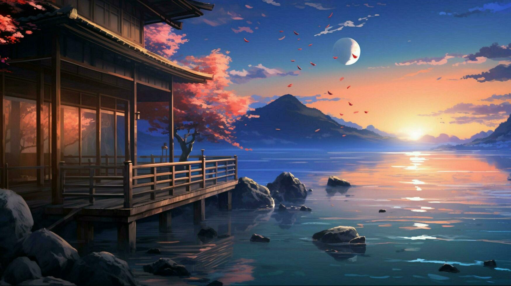 calming anime background high quality 30663725 Stock Photo at Vecteezy