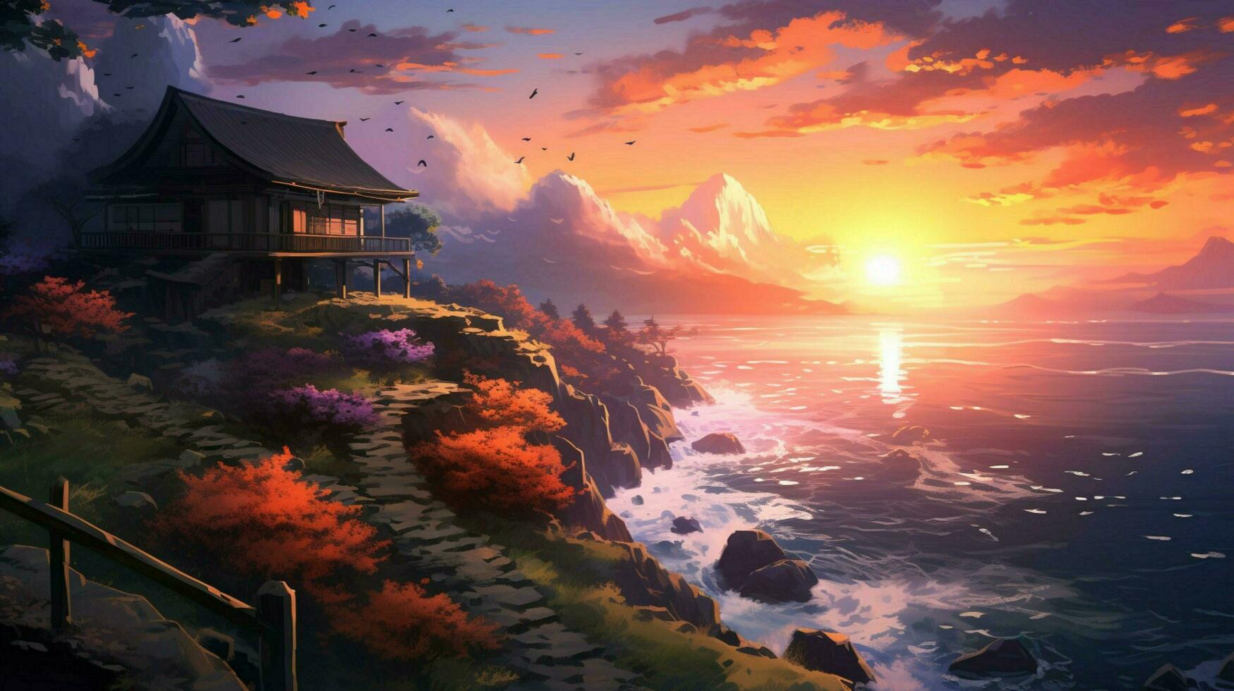 calming anime background high quality photo