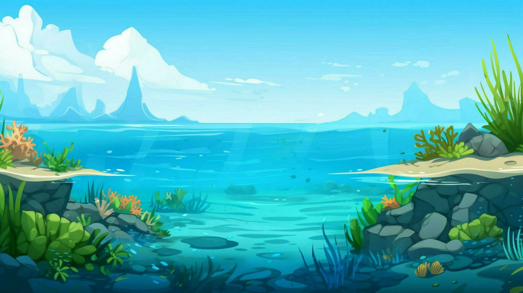 cartoon style ocean background for product showca photo