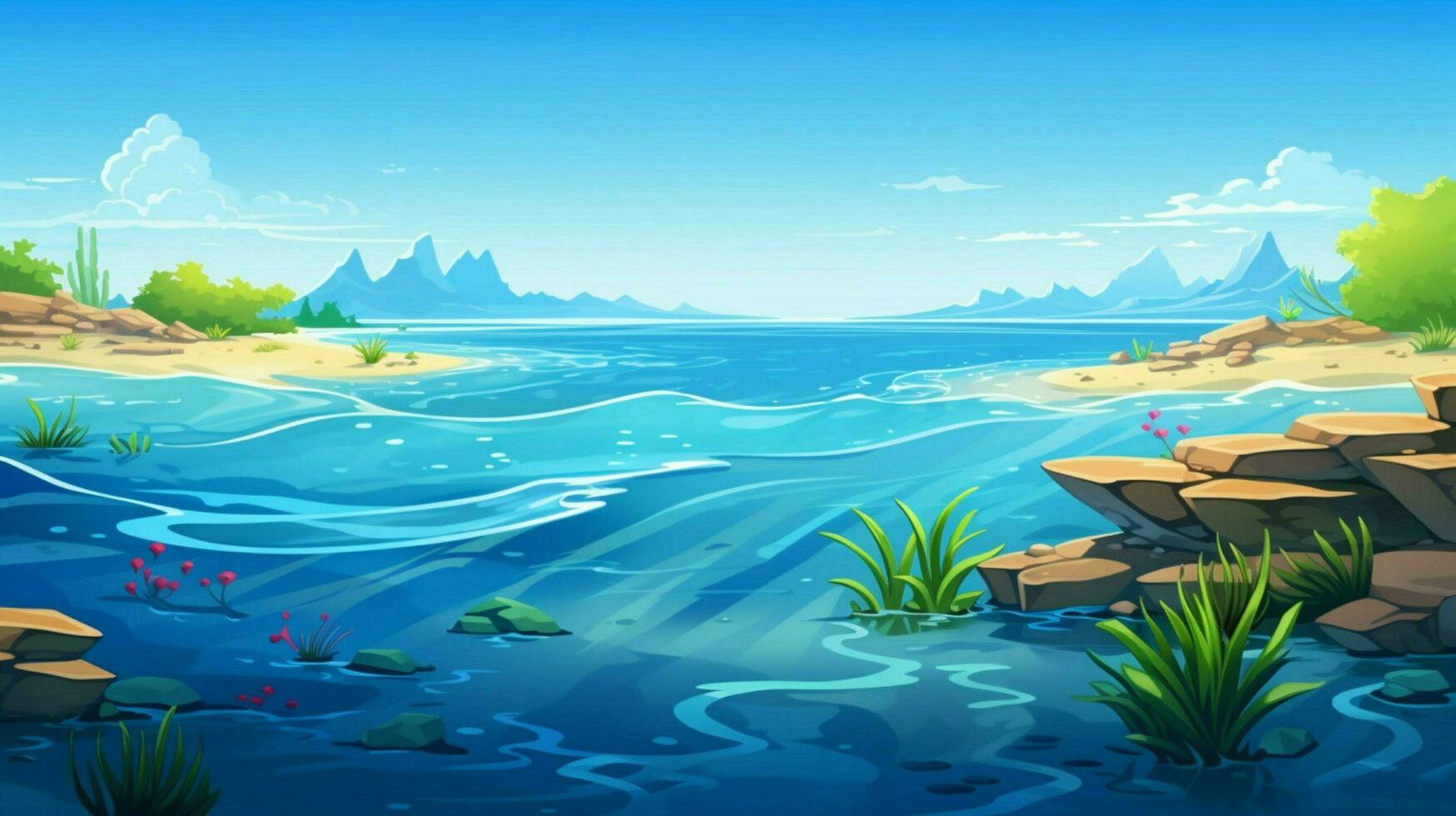 cartoon style ocean background for product showca photo