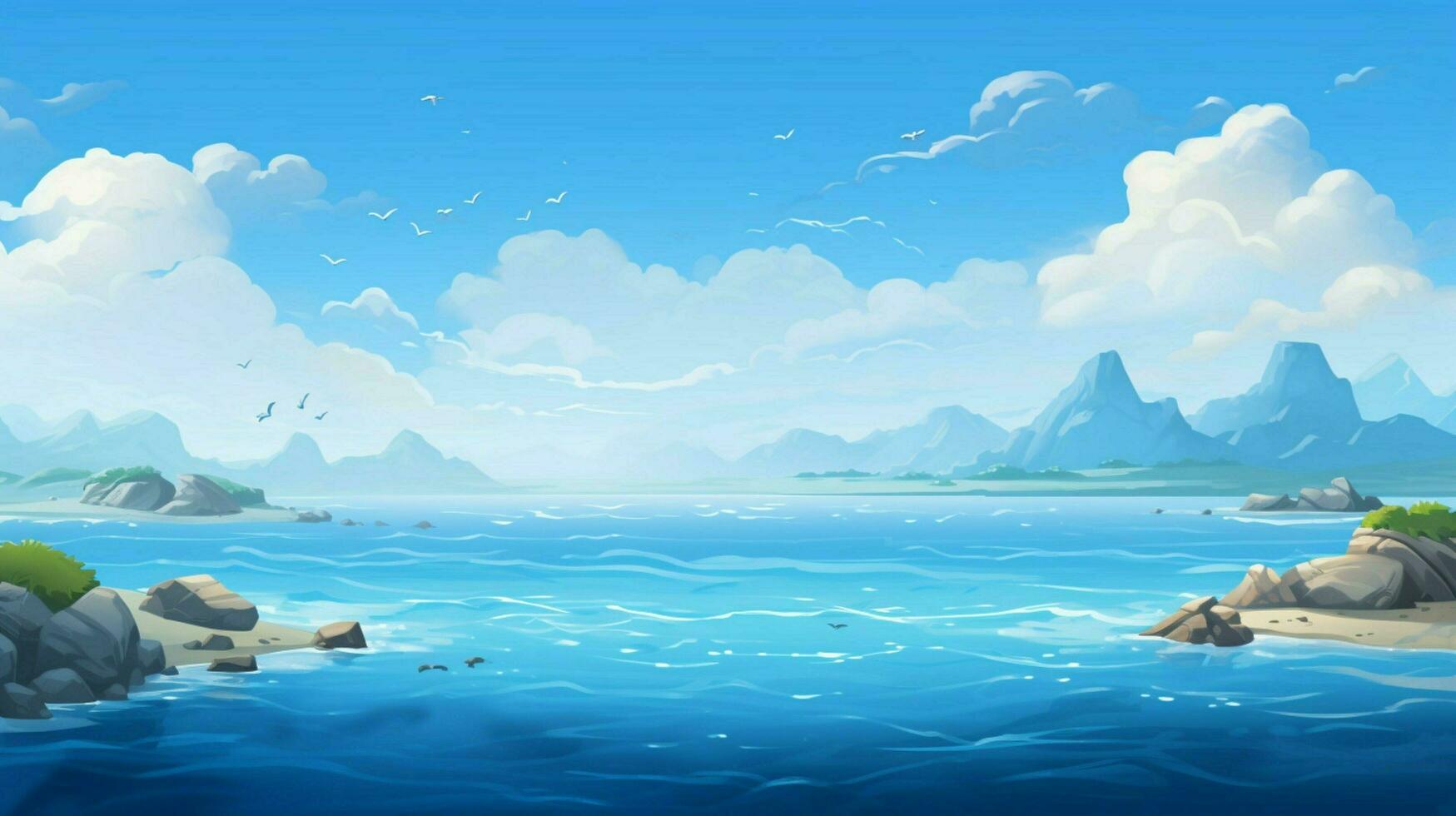 cartoon style ocean background for product showca photo