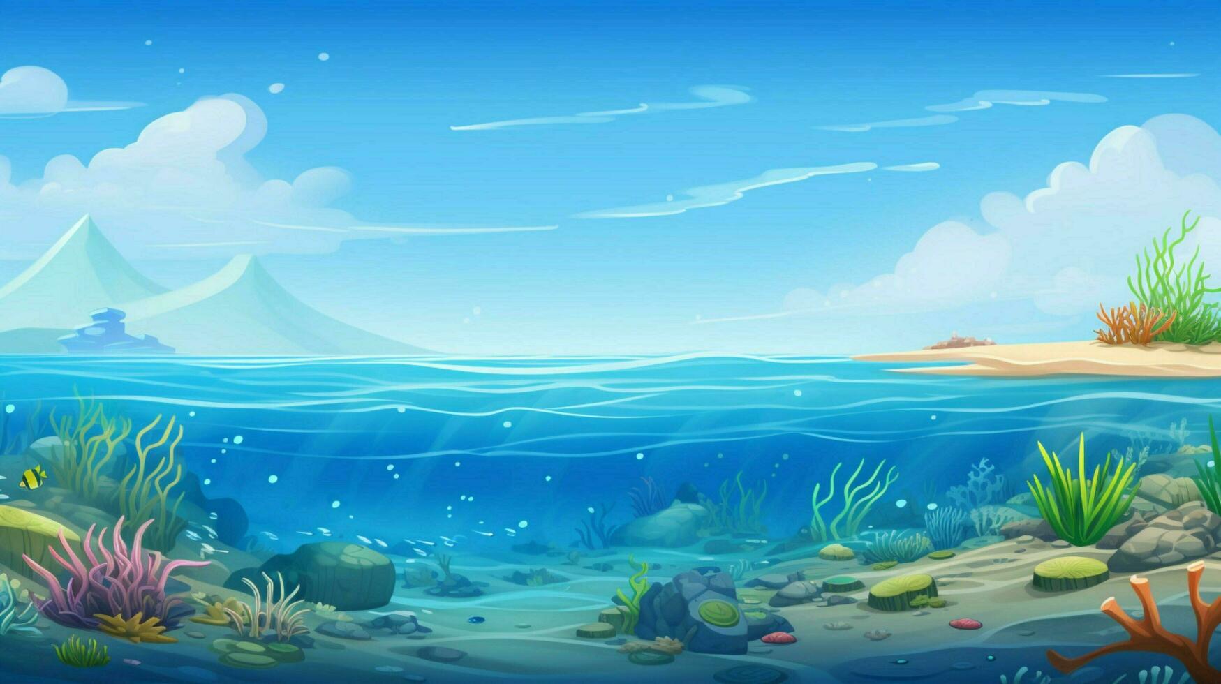 cartoon style ocean background for product showca photo