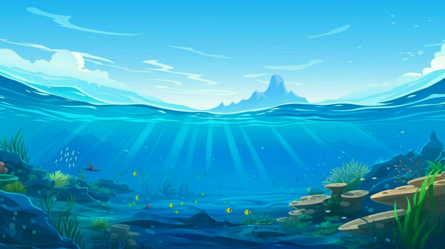 cartoon style ocean background for product showca photo