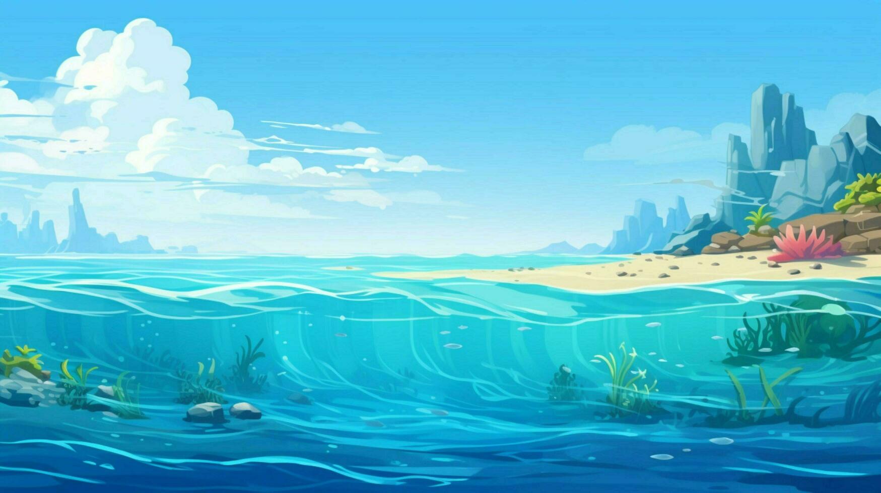 cartoon style ocean background for product showca photo