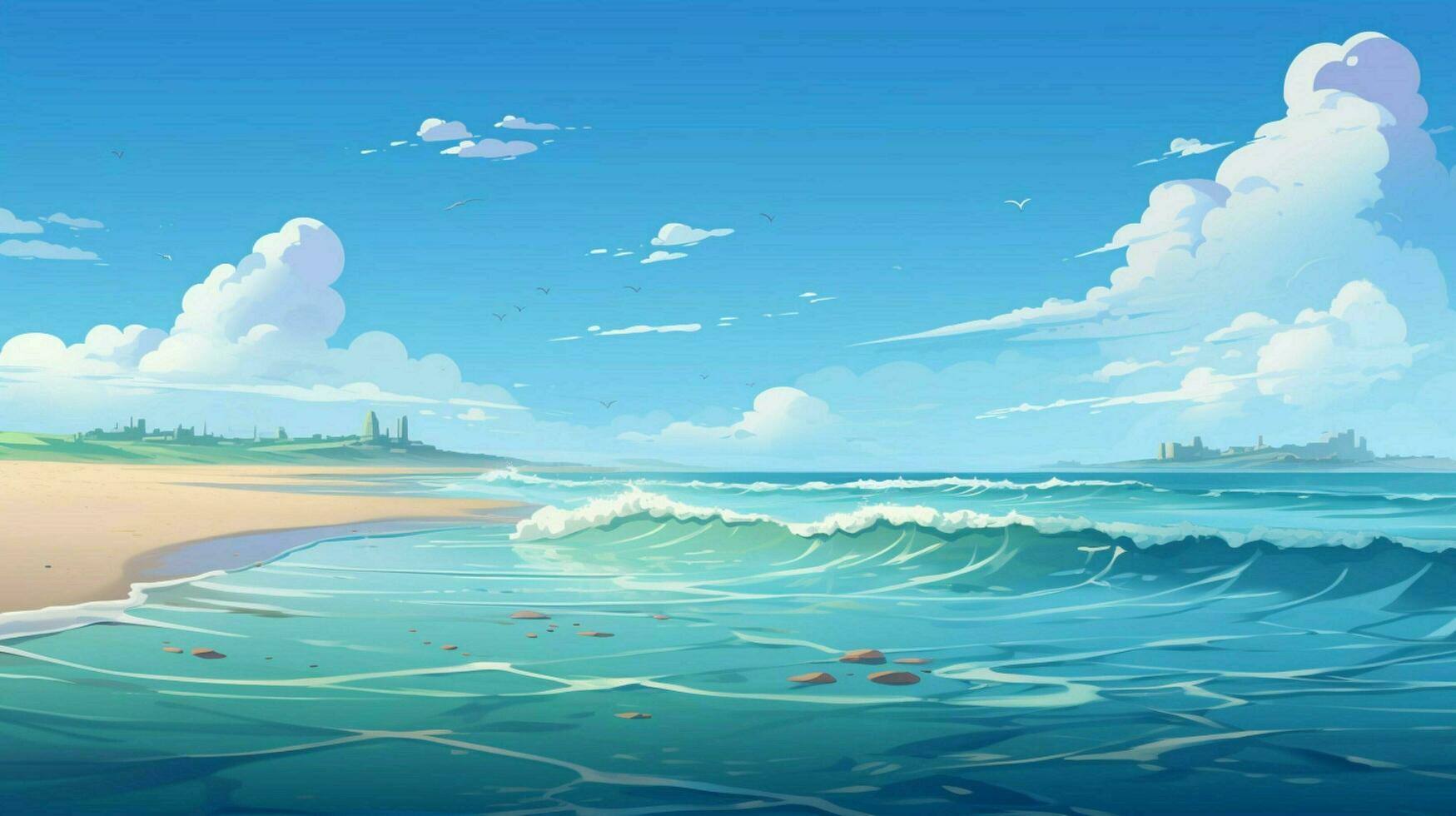 cartoon style ocean background for product showca photo