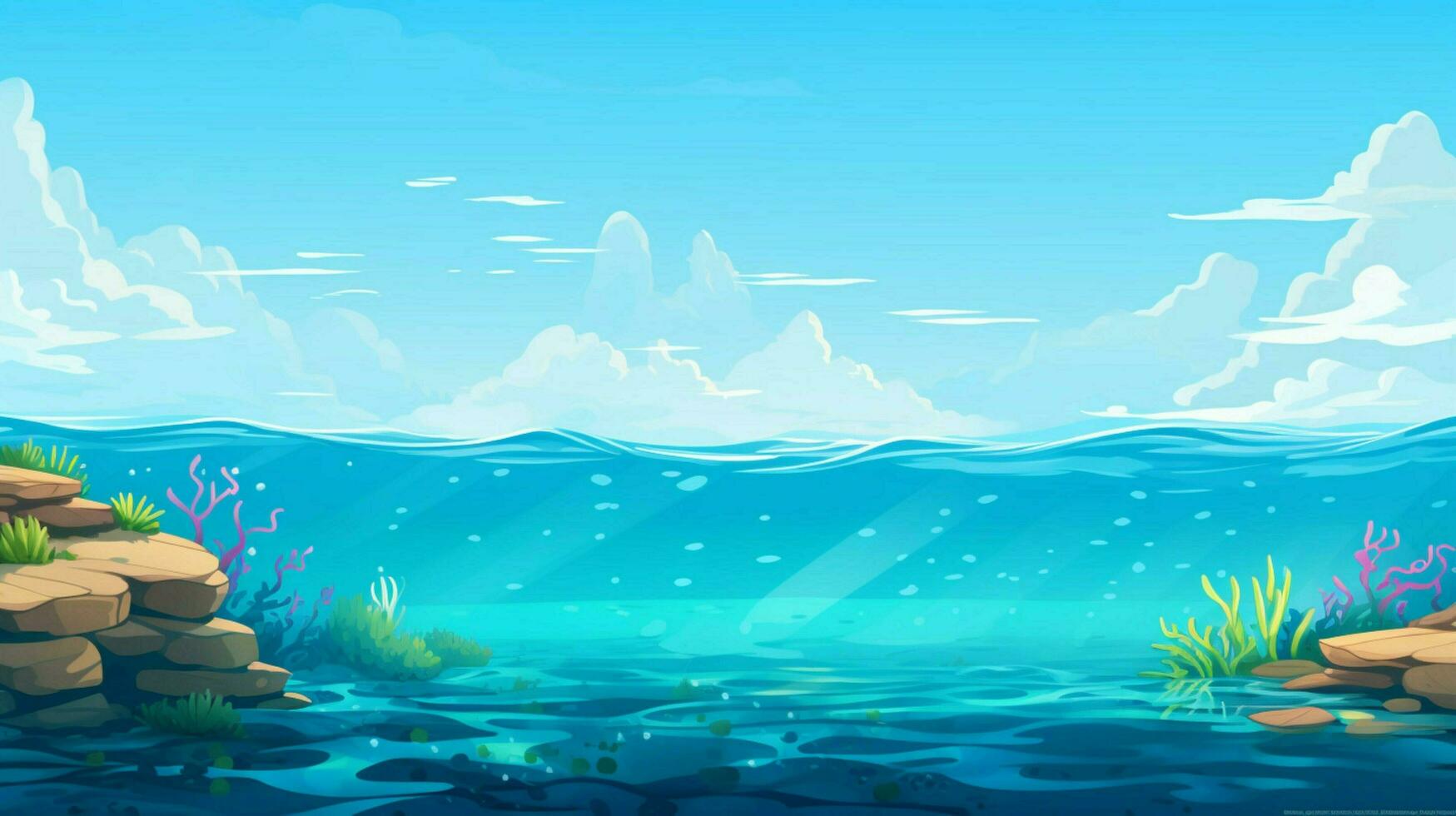 cartoon style ocean background for product showca photo