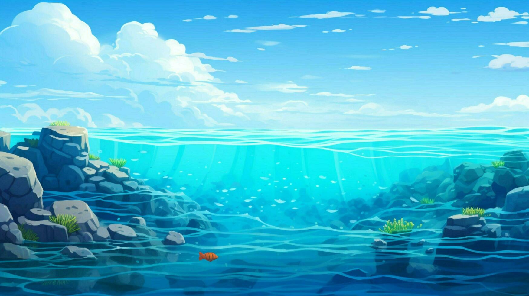 cartoon style ocean background for product showca photo