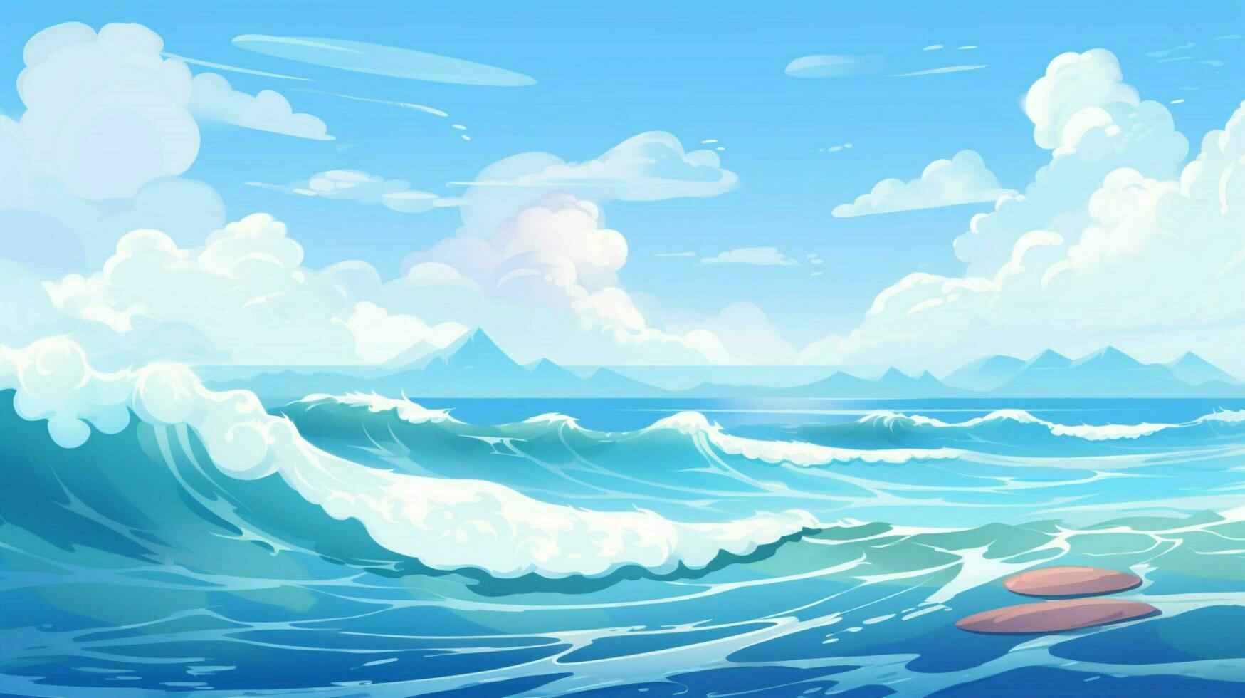 cartoon style ocean background for product showca photo