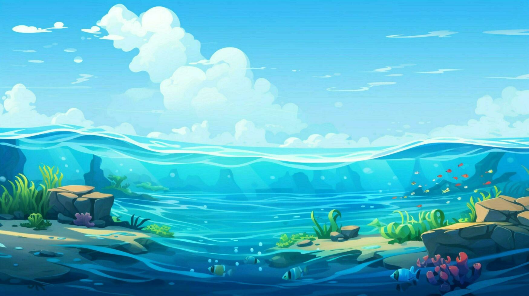 cartoon style ocean background for product showca photo