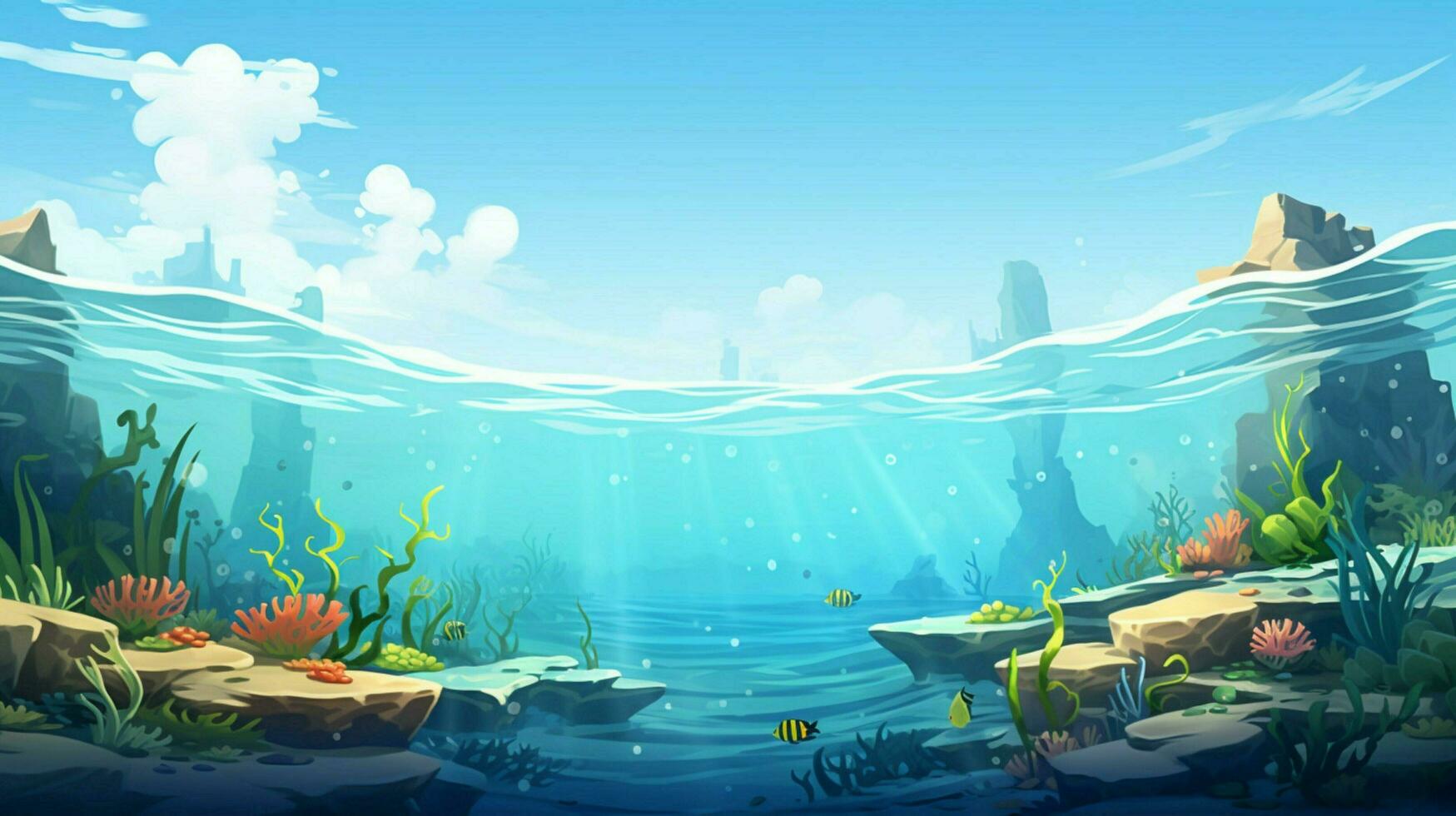 cartoon style ocean background for product showca photo