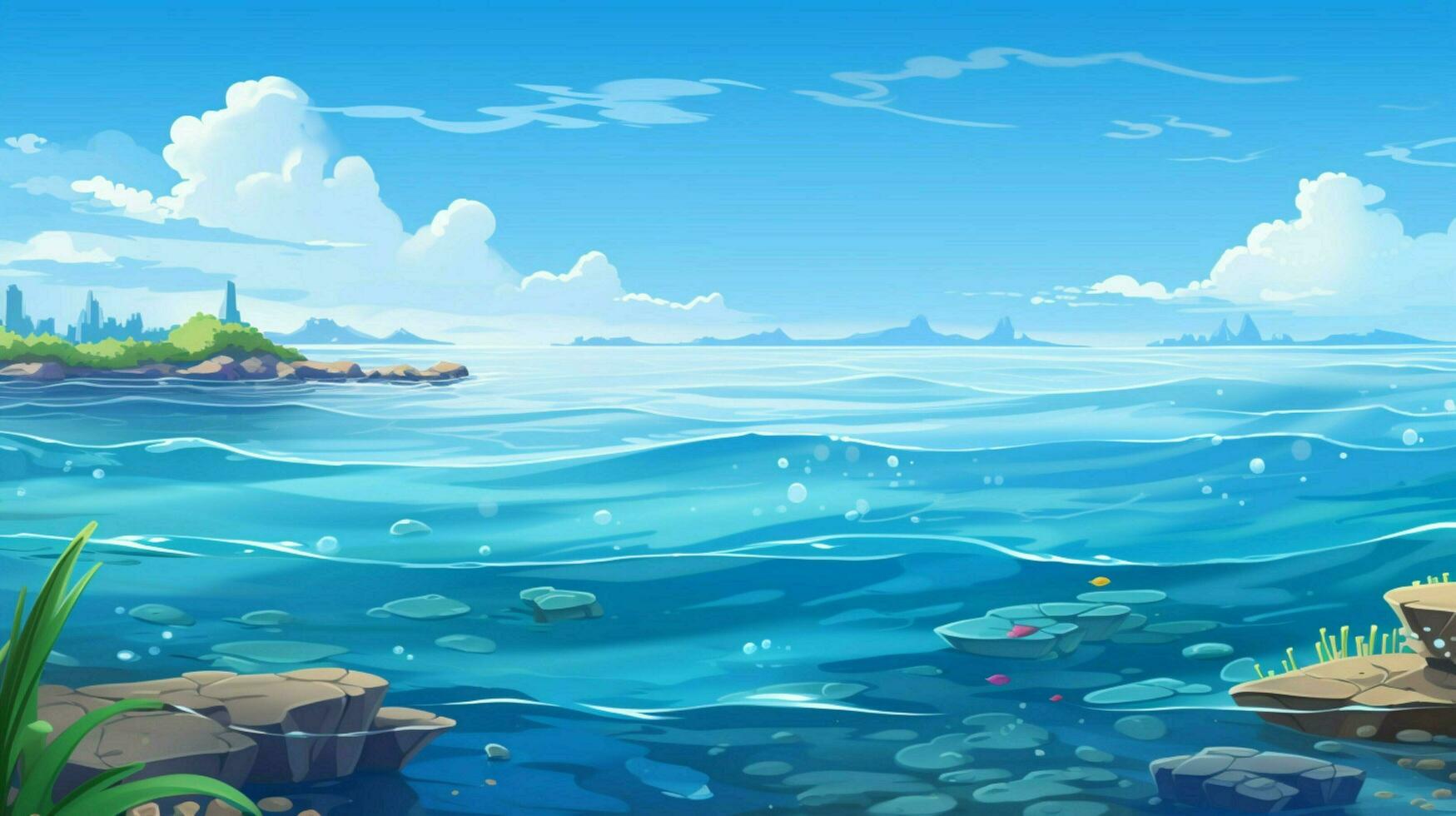 cartoon style ocean background for product showca photo