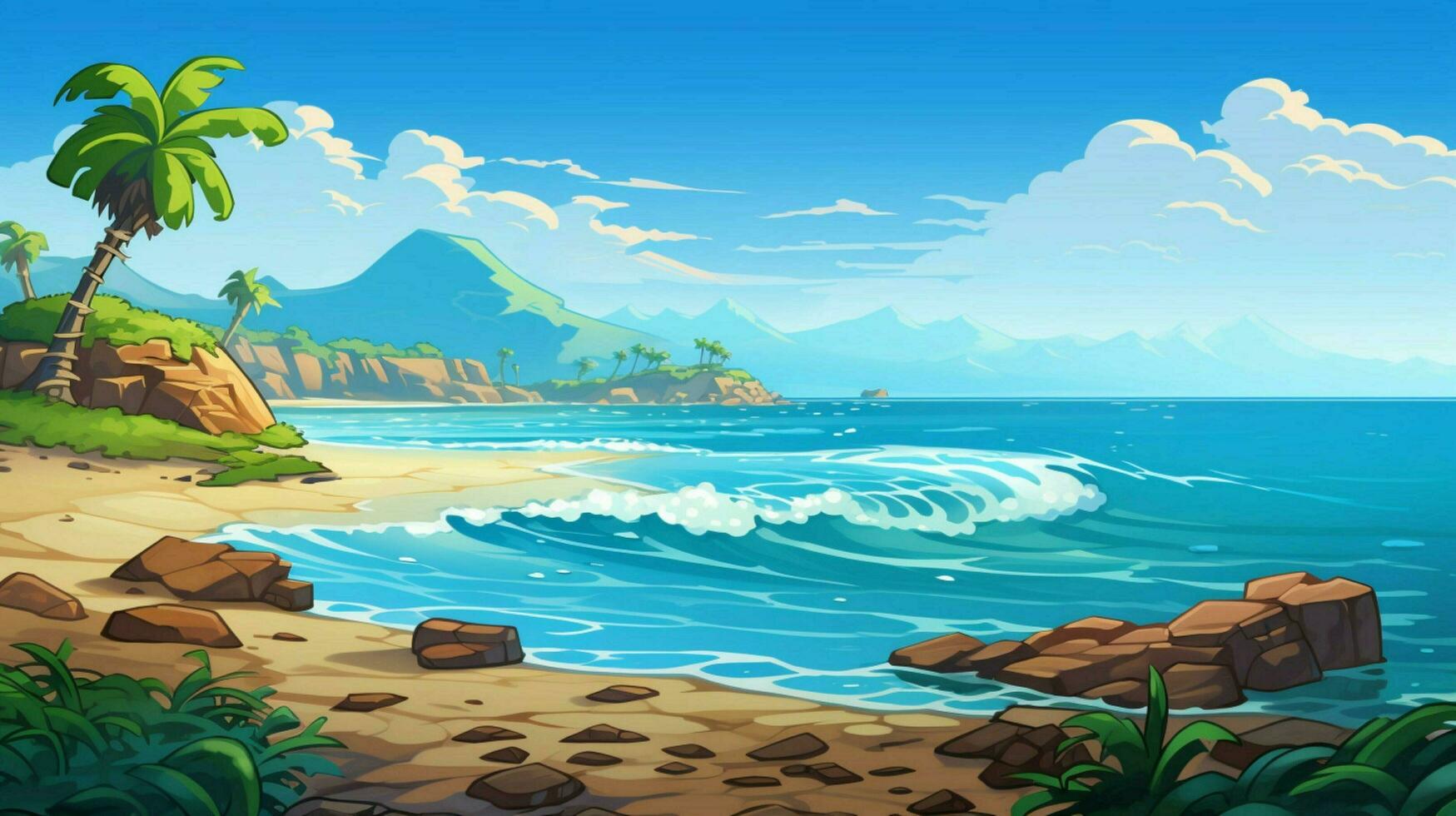 cartoon style ocean background for product showca photo