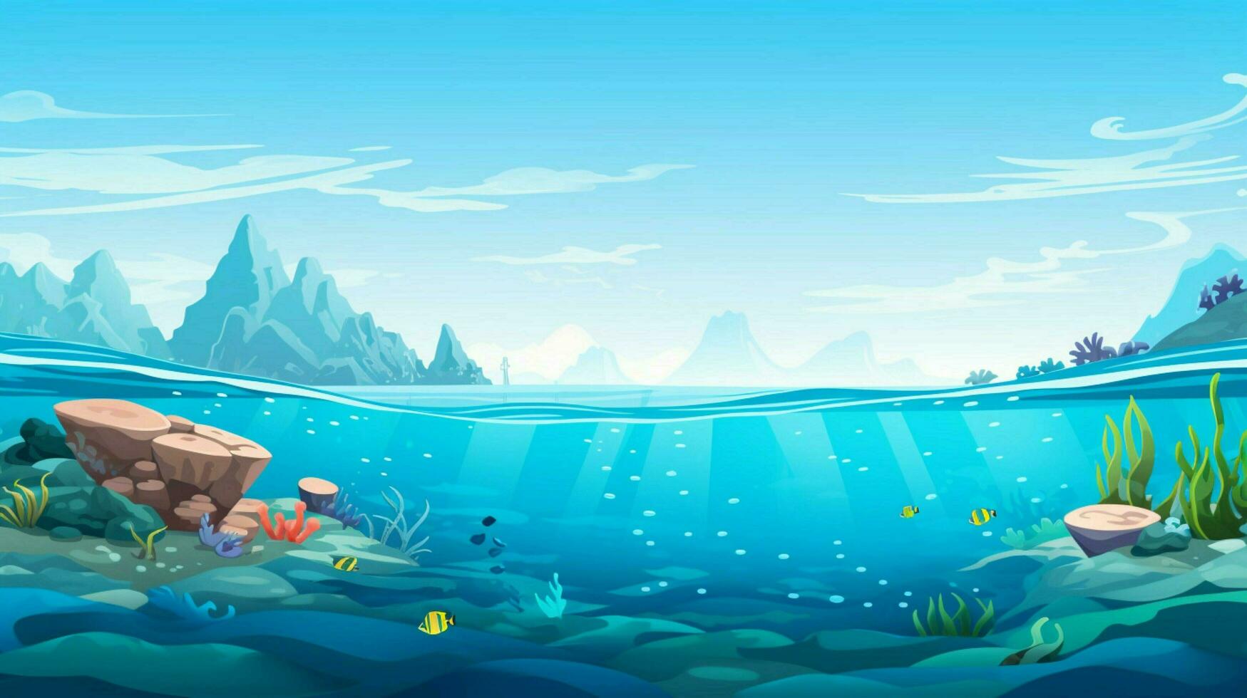 cartoon style ocean background for product showca photo