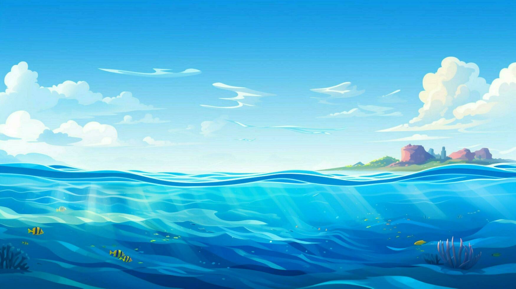 cartoon style ocean background for product showca photo