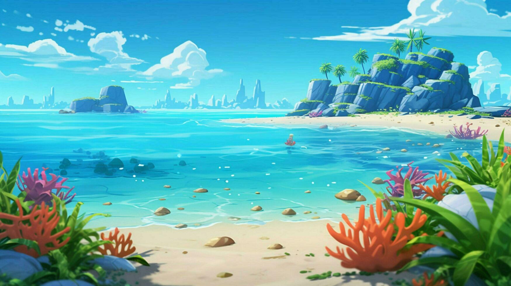 cartoon style ocean background for product showca photo