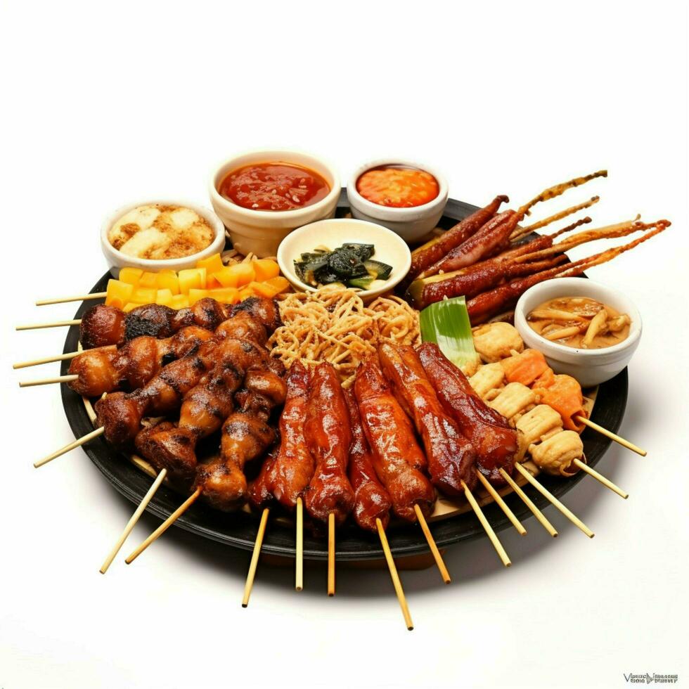 chinese food pu pu platter with metal barbeque photo