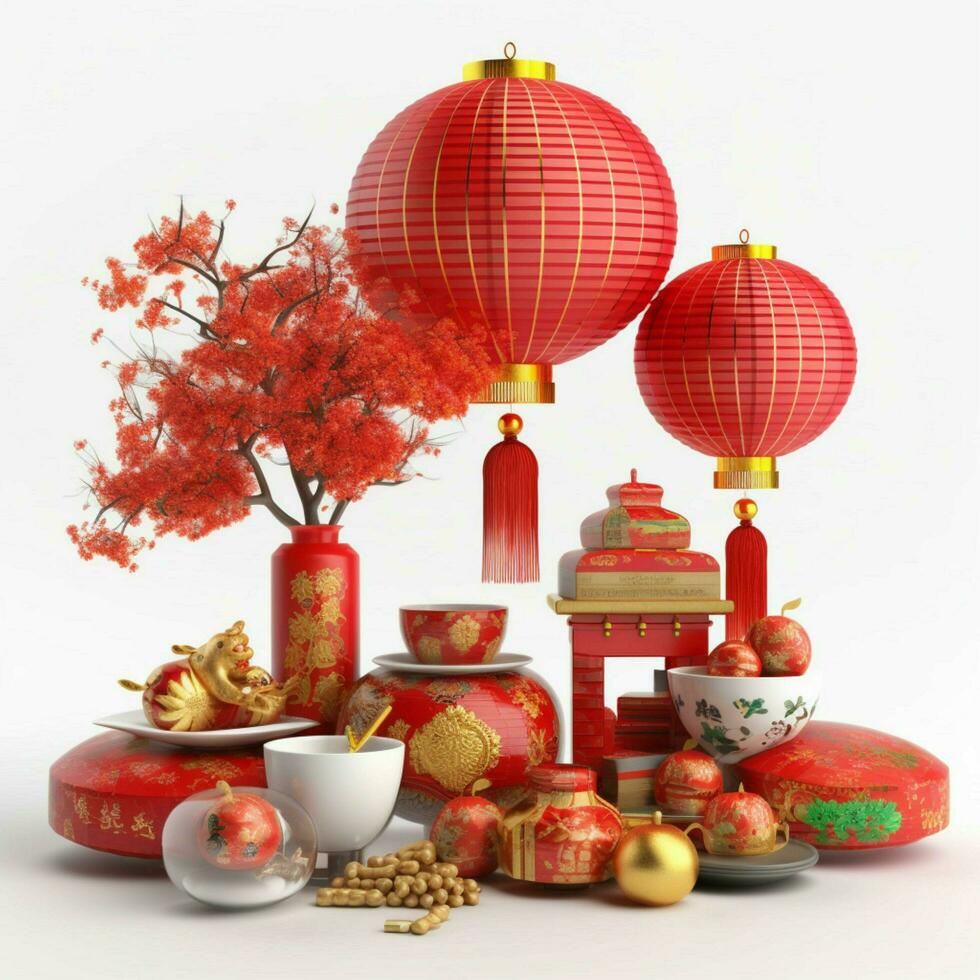 chinese new year decorations with transparent background photo