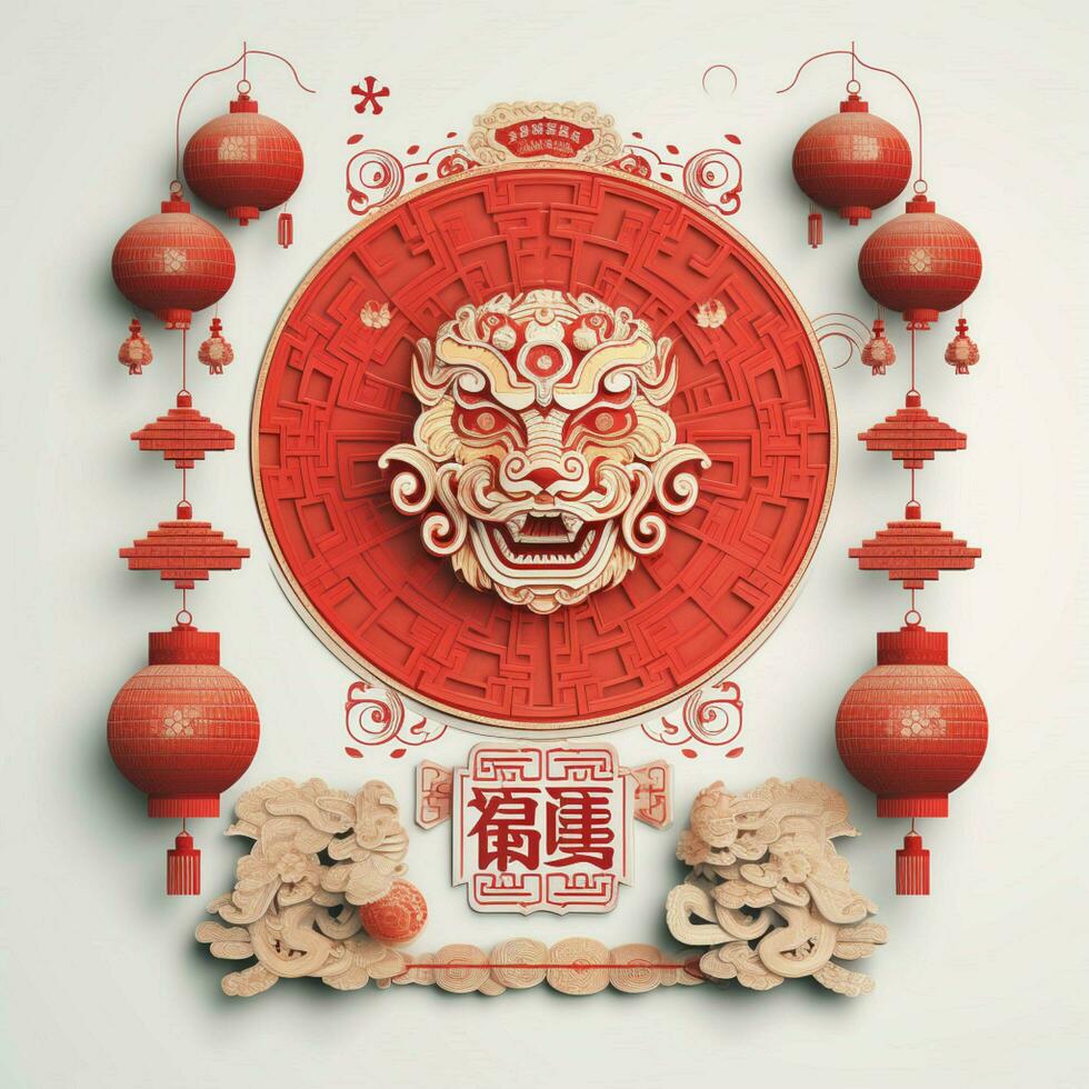 chinese new year poster with transparent background high photo