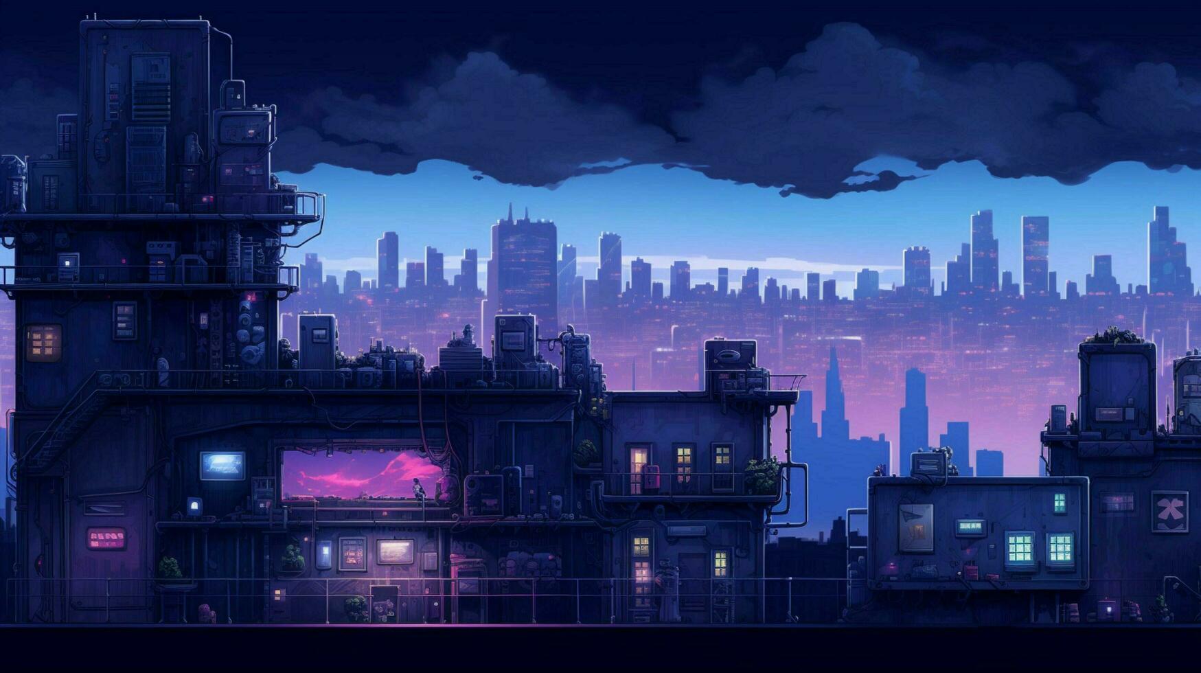 city pixel art light vibe low detail minimalist photo