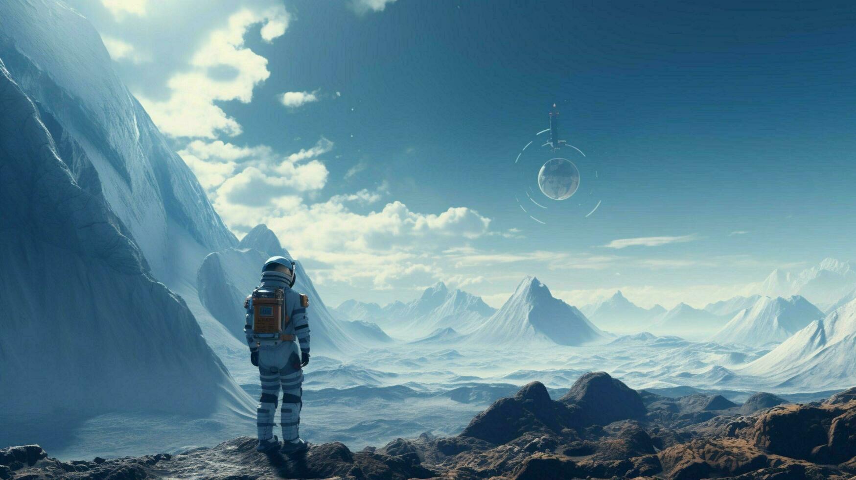 clean simplistic wide shot of astronaut photo