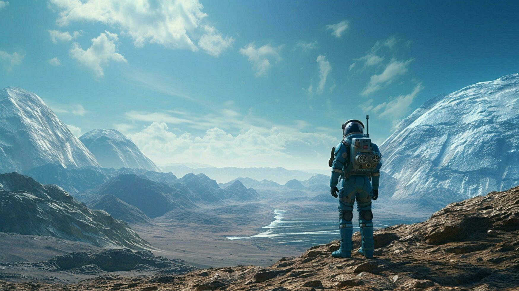 clean simplistic wide shot of astronaut photo