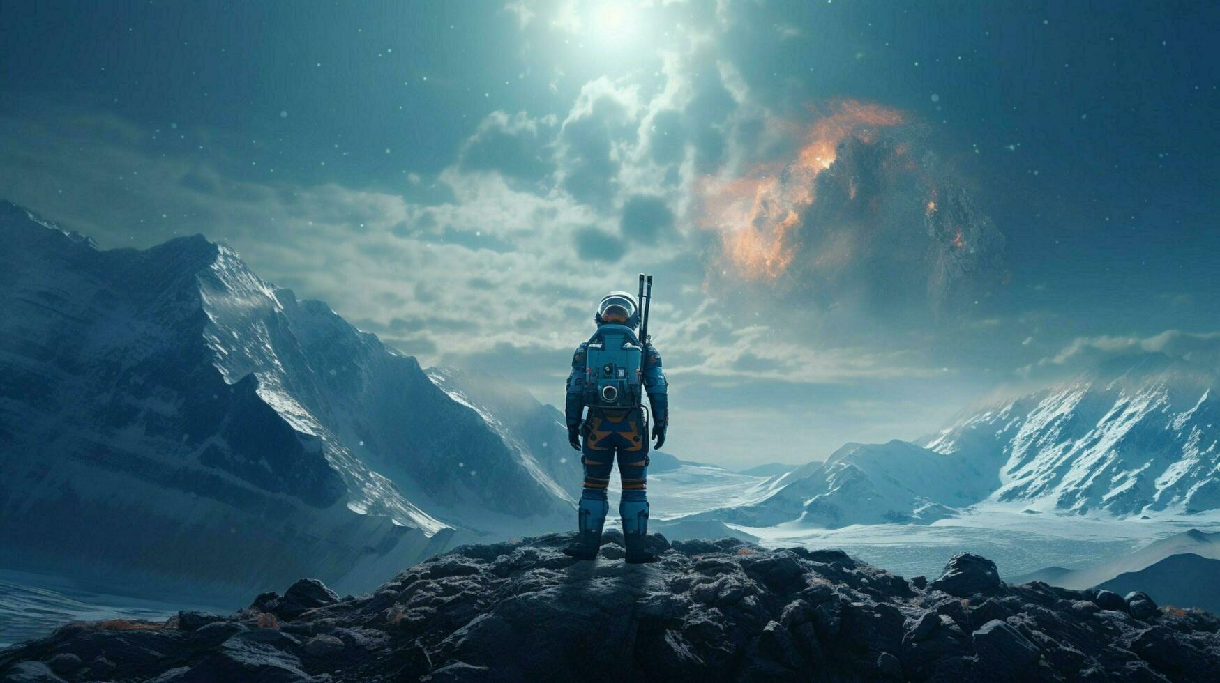 clean simplistic wide shot of astronaut photo