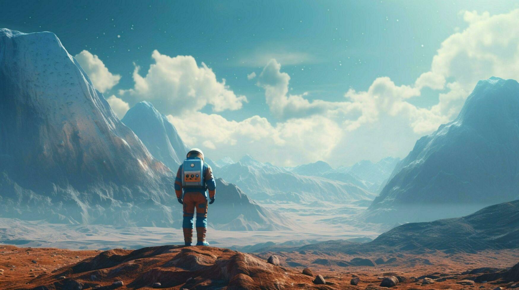 clean simplistic wide shot of astronaut photo