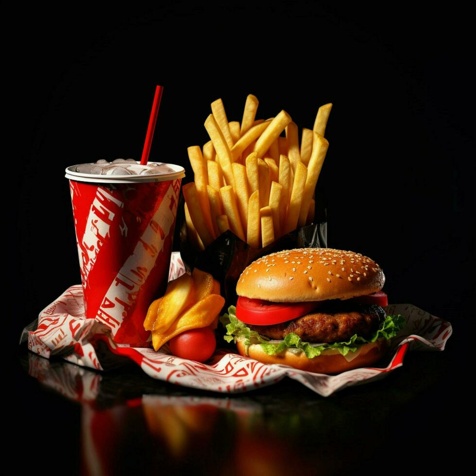 dark fast-food 8k with white background high quality photo