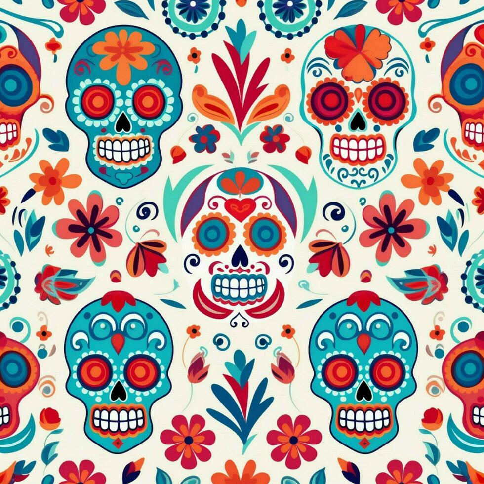 day of dead pattern with white background photo