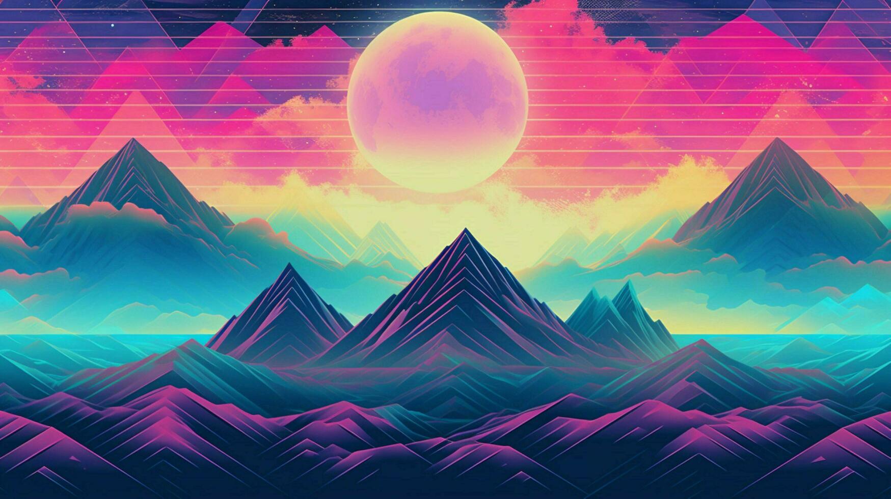 different shapes pattern in the style of vapor wave photo