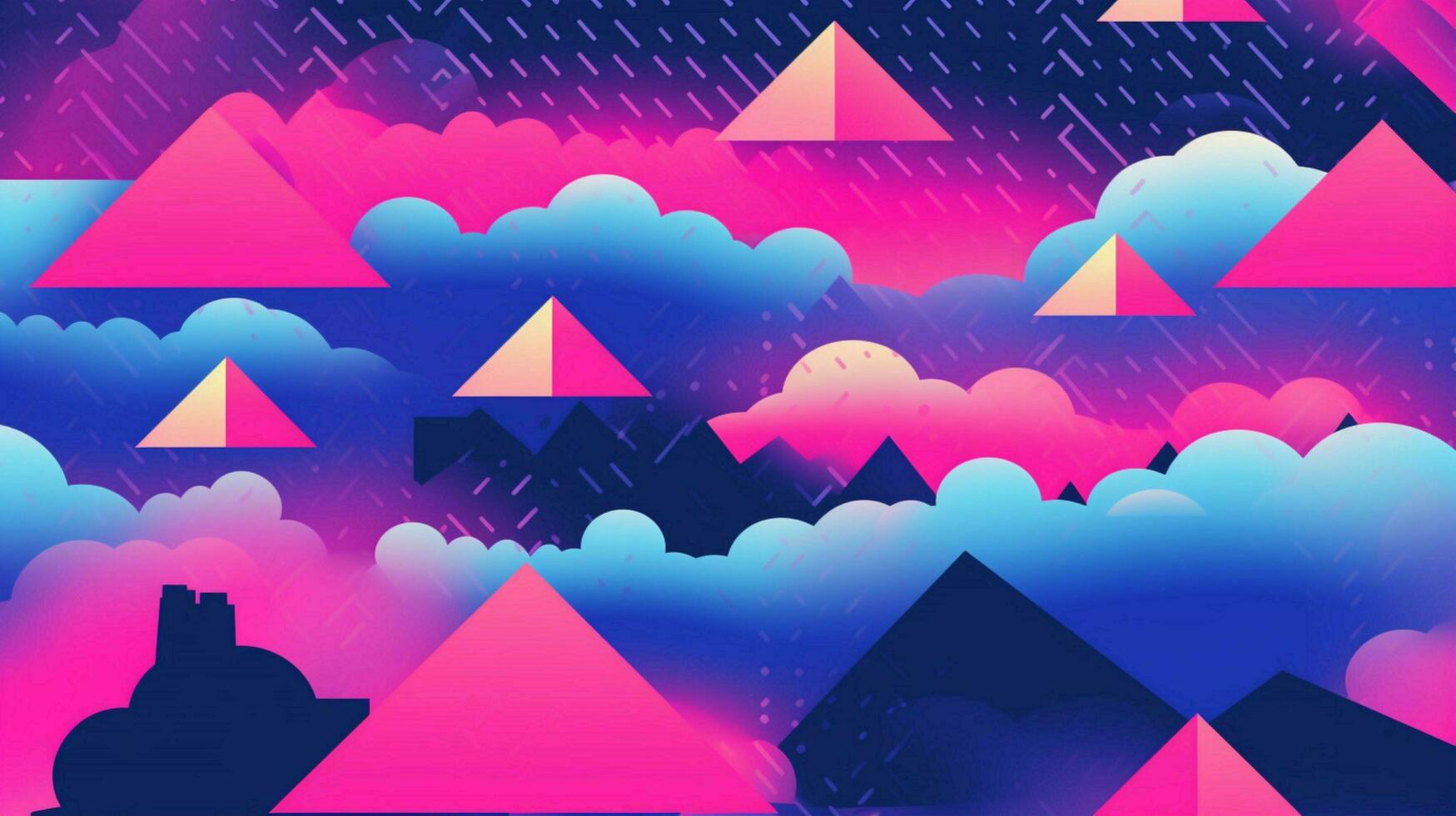 different shapes pattern in the style of vapor wave photo