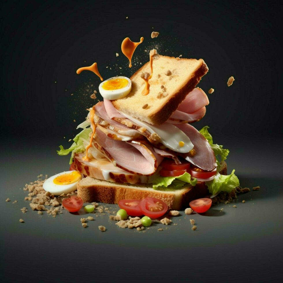 exploded axonometric view of a ham mustard sause photo