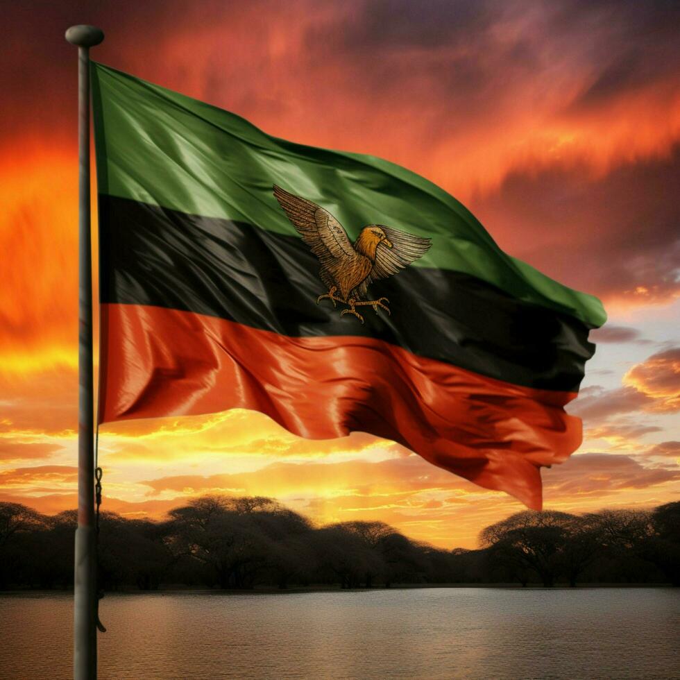 flag of Zambia high quality 4k ultra h photo