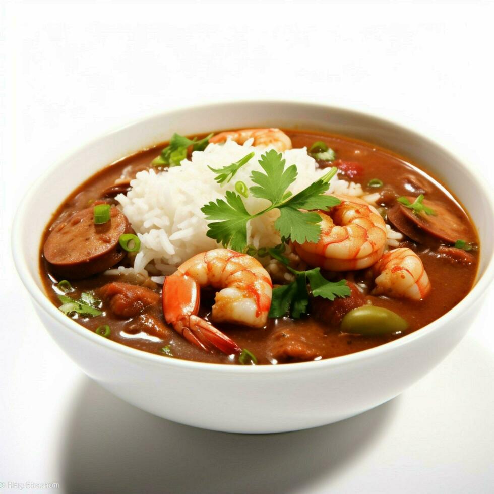 gumbo with white background high quality ultra hd photo