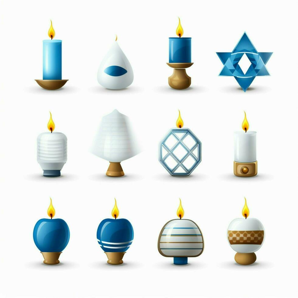 hanukkah icons with white background high quality photo