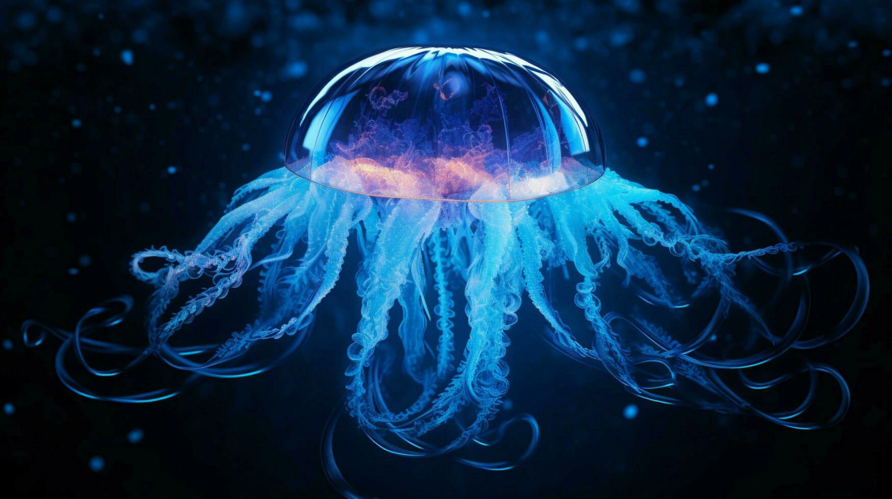 hd wallpaper neon glowing azure jellyfish frozen photo