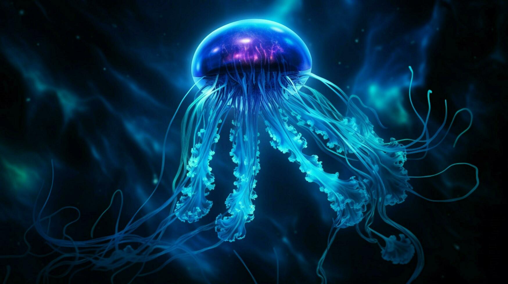 hd wallpaper neon glowing azure jellyfish frozen photo
