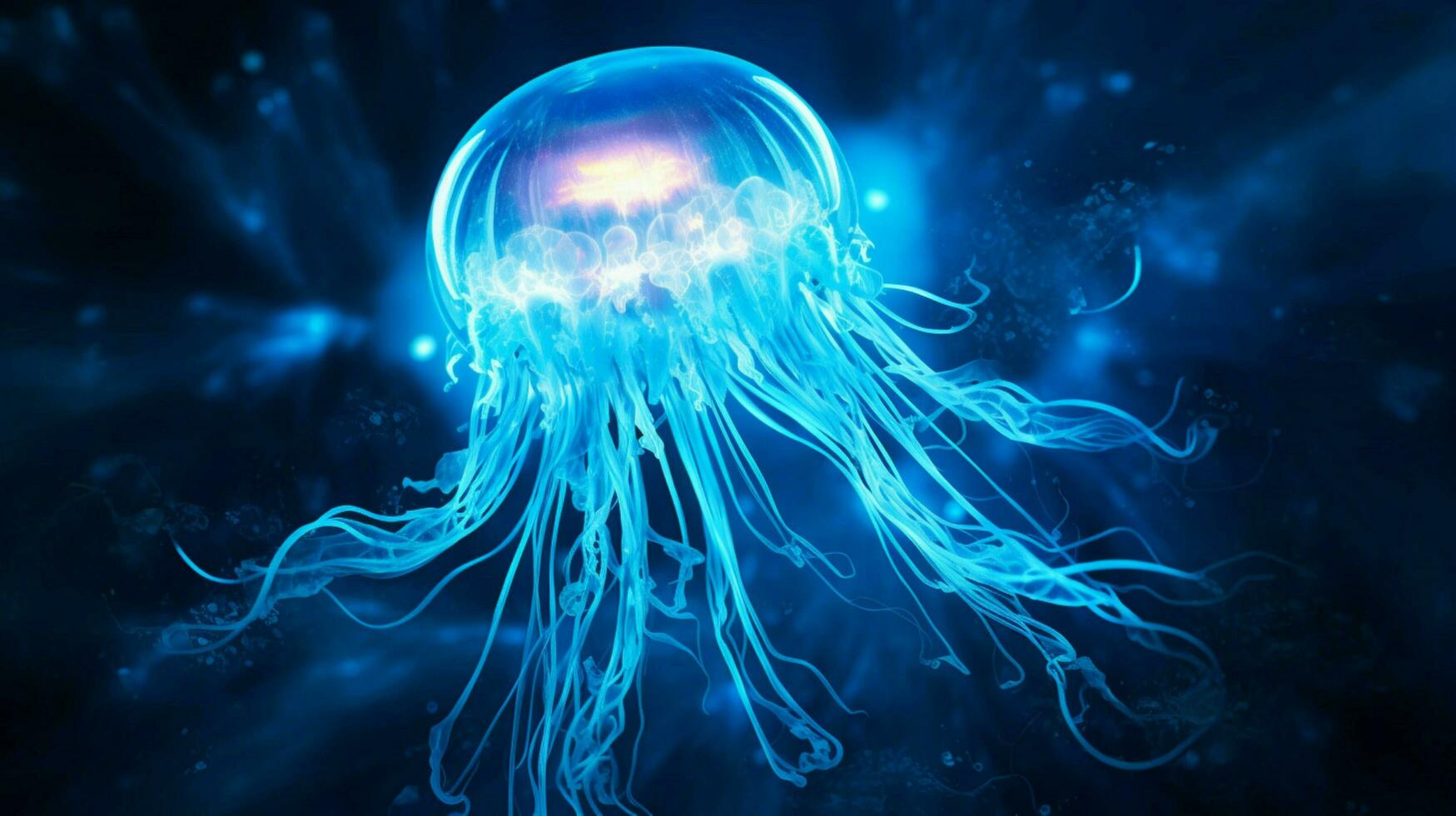 hd wallpaper neon glowing azure jellyfish frozen photo