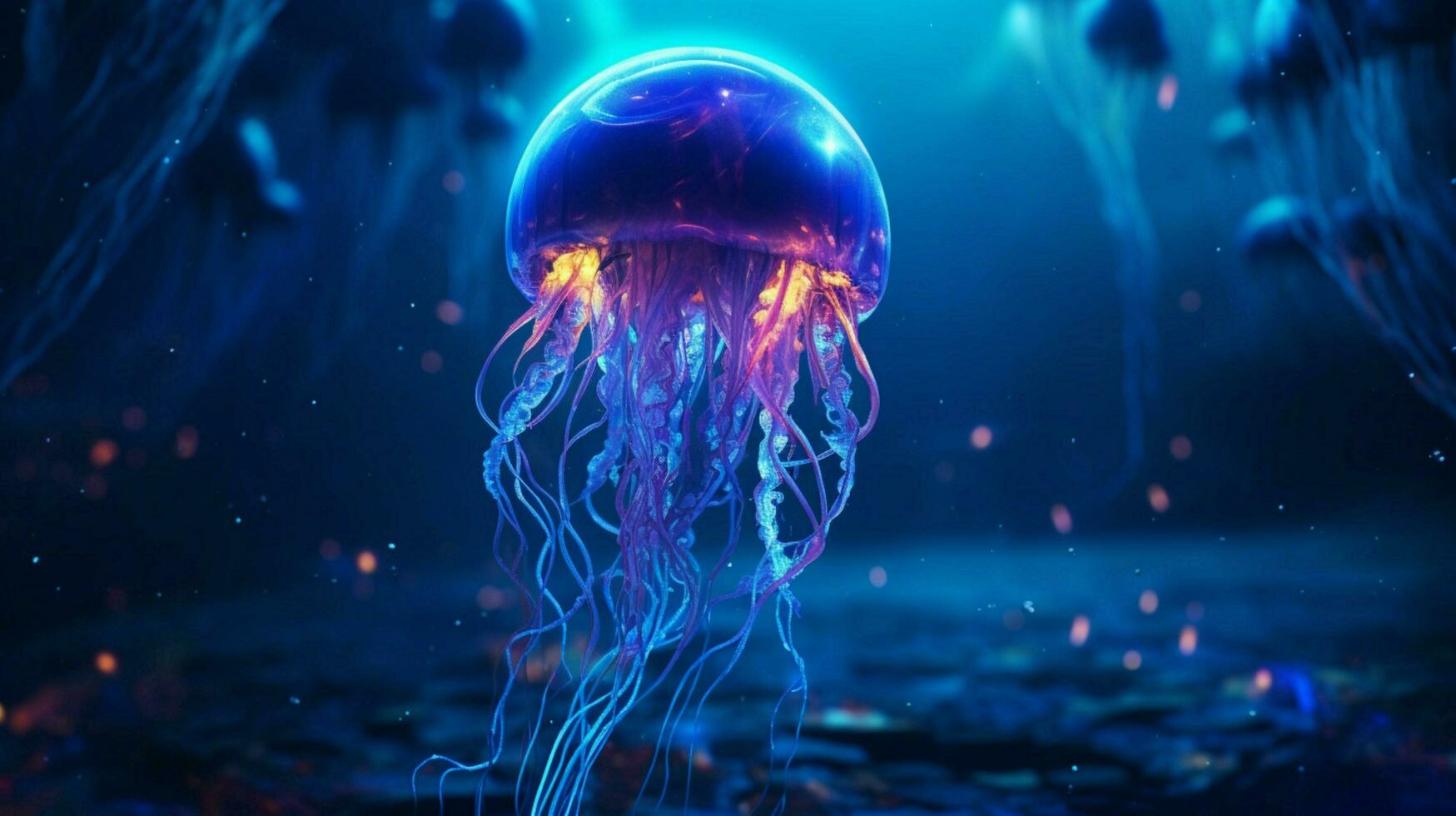 hd wallpaper neon glowing azure jellyfish frozen photo