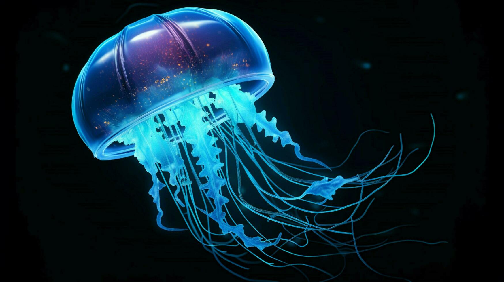 hd wallpaper neon glowing azure jellyfish frozen photo