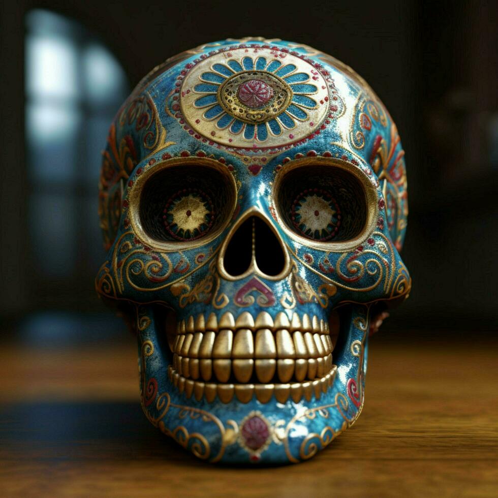 maxican skull high quality 4k ultra hd hdr photo