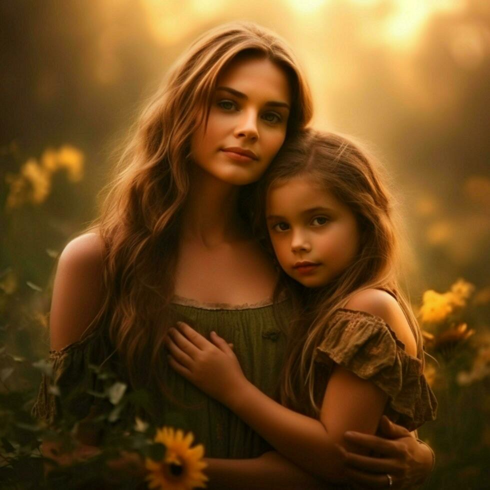 mom and daughter high quality 4k ultra hd hdr photo