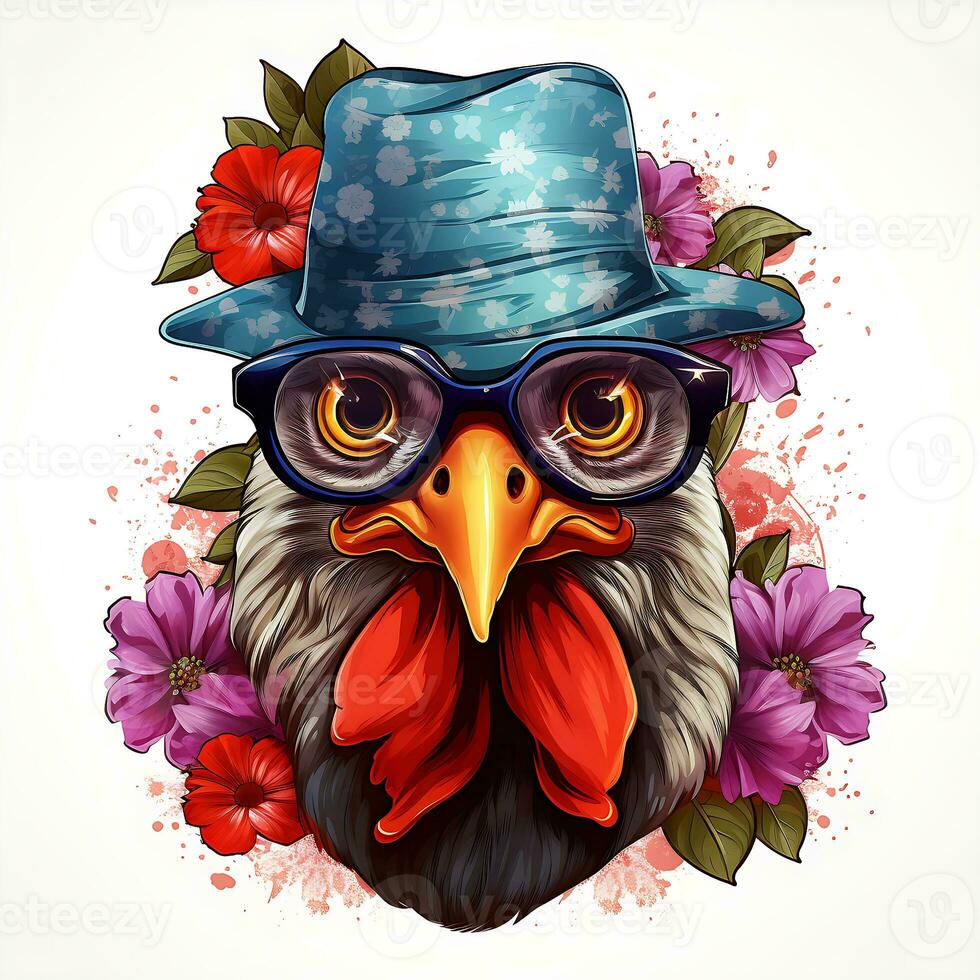 Beautiful funny chicken sublimation clip art  generated by Ai photo