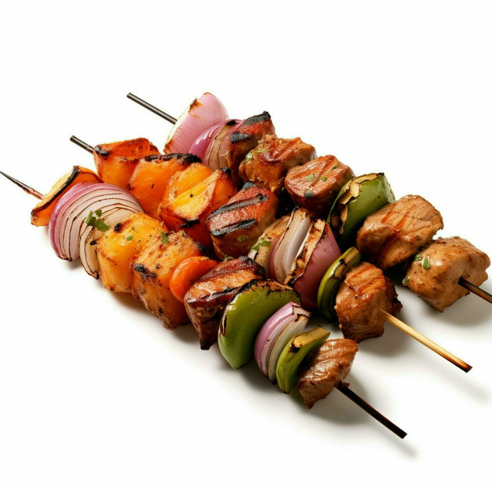 photo of kabobs with no background with white back
